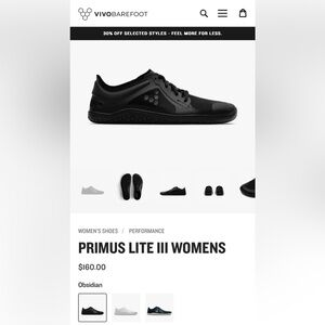 Vivobarefoot Primus Lite III size 41 in Obsidian/black